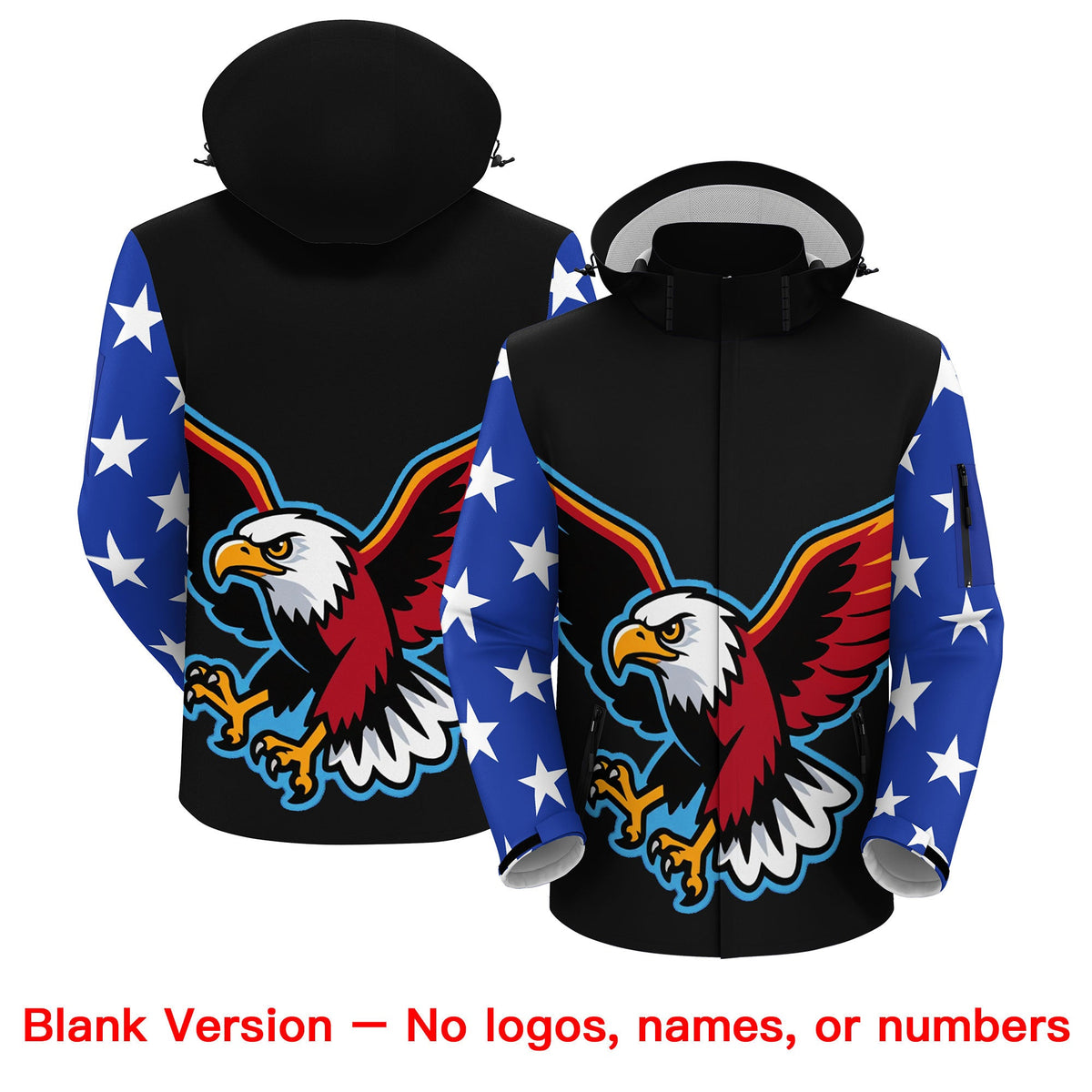 Custom Black White Independence Day American Flag Waterproof Jacket| KXKSHOP