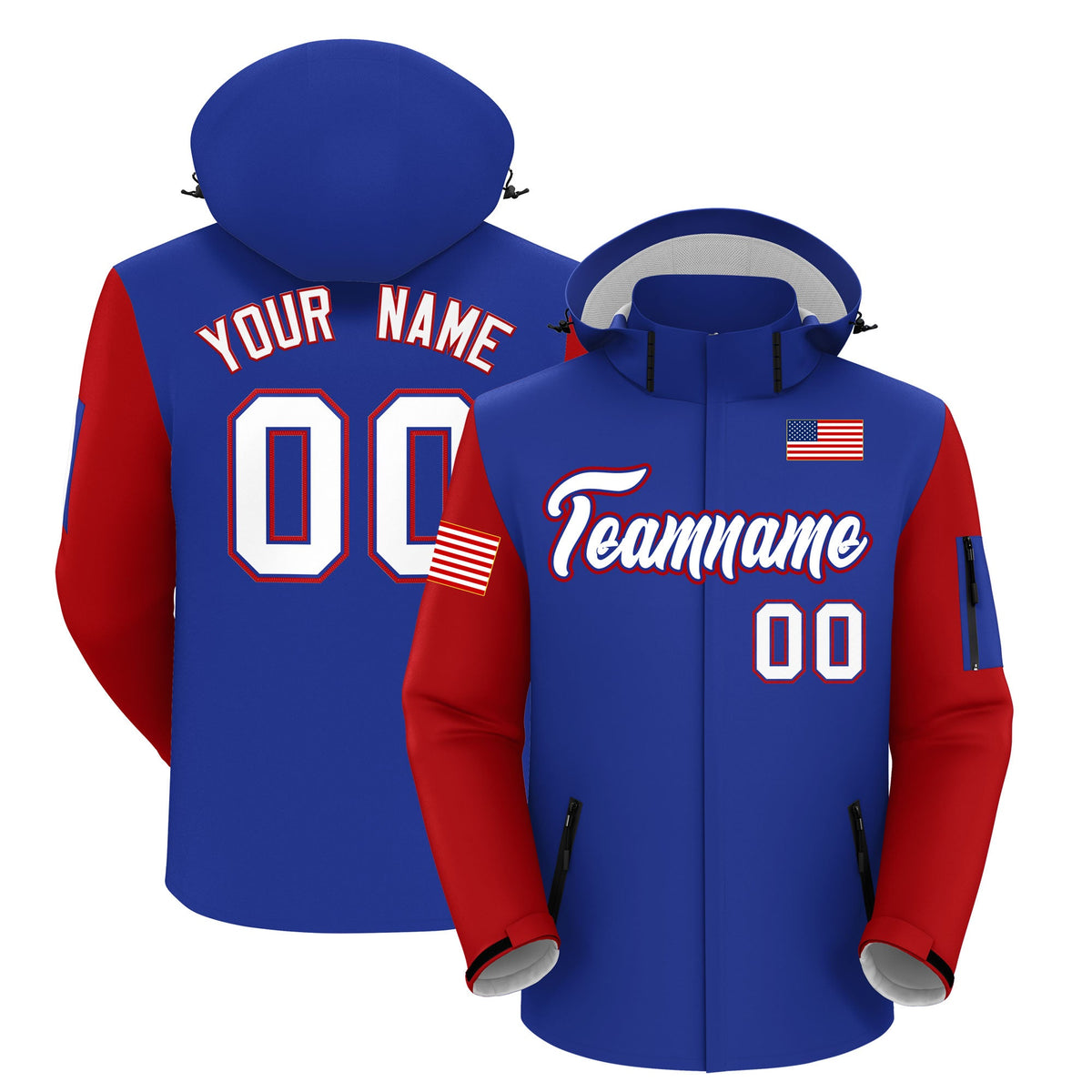 Custom Royal Blue Independence Day American Flag Waterproof Jacket| KXKSHOP