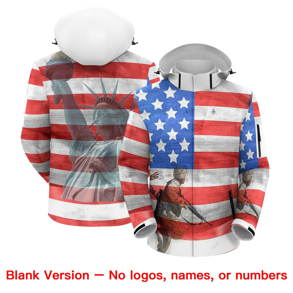 Custom Grey Independence Day American Flag Waterproof Jacket| KXKSHOP