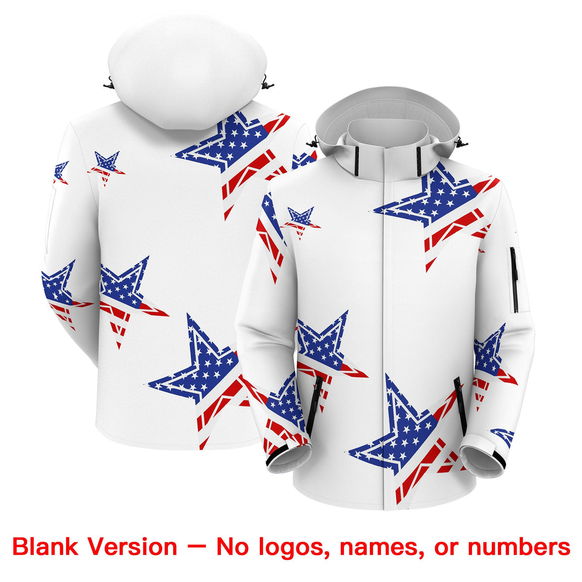 Custom White Royal Blue Red Independence Day American Flag Waterproof Jacket| KXKSHOP