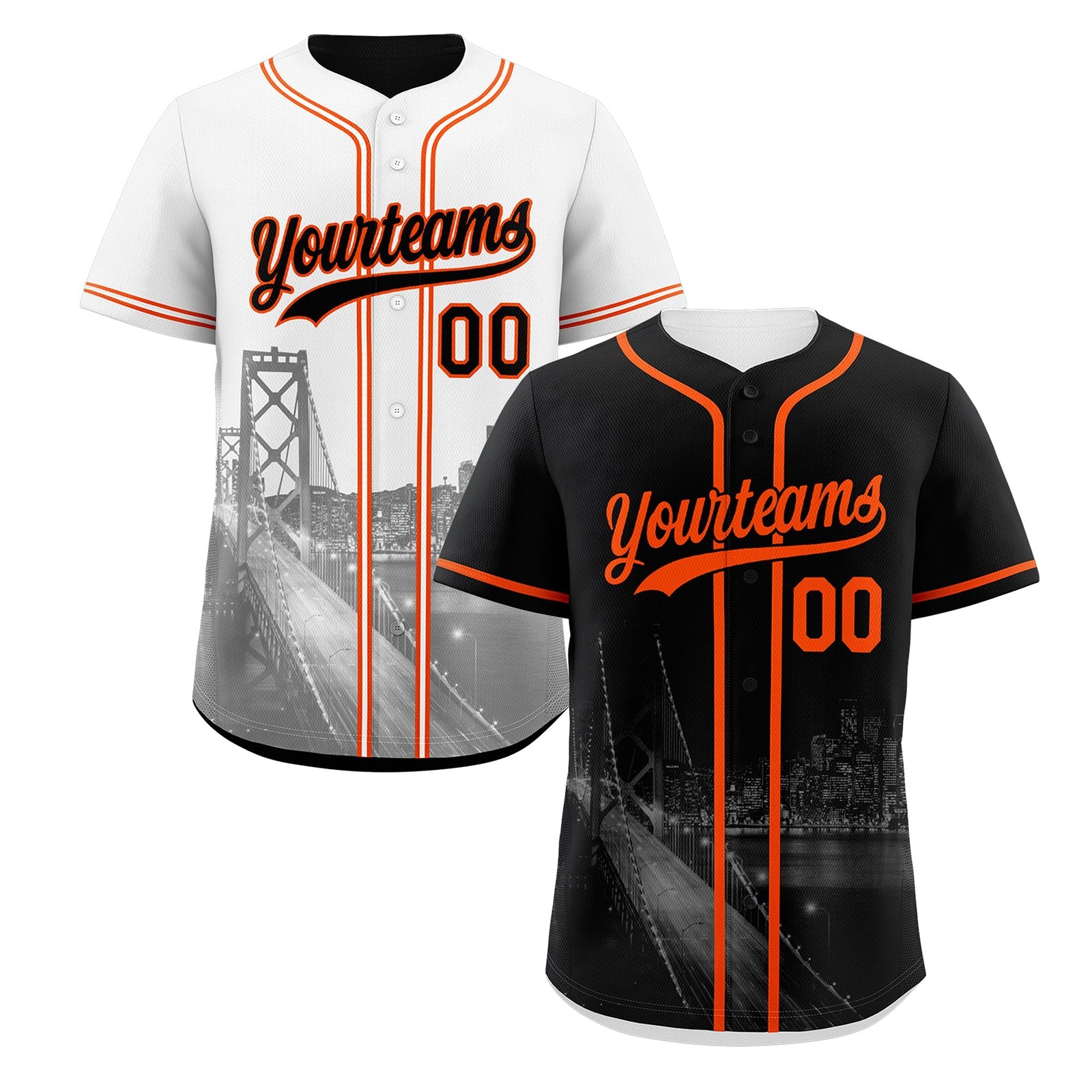 Custom Black White Orange Reversible City Edition Graffiti Pattern Breathable Baseball Jersey| KXKSHOP