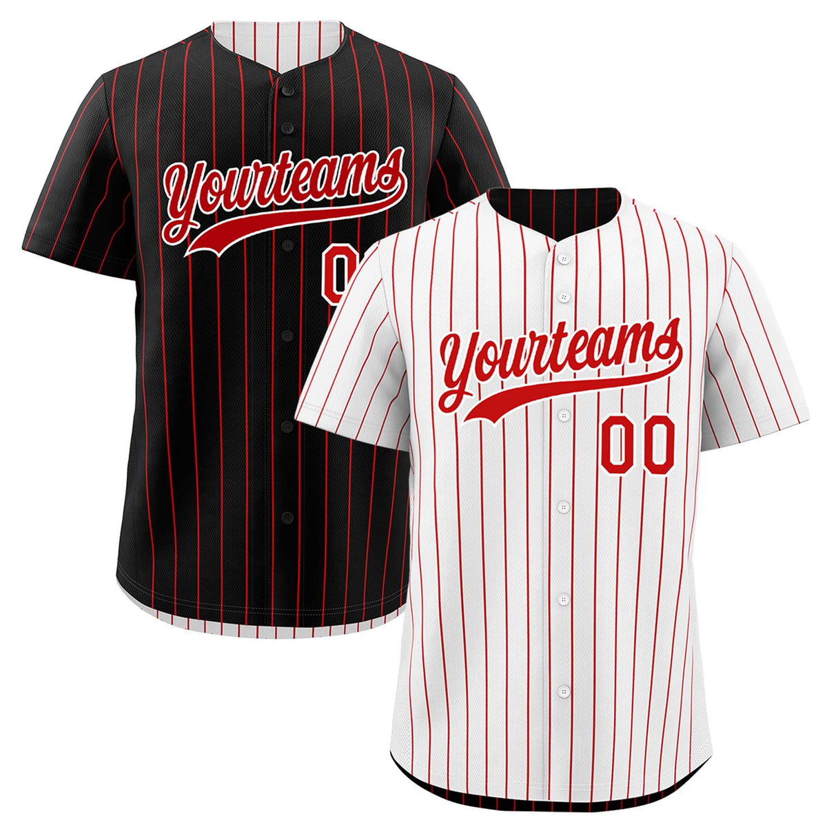 Custom Red White Reversible Stripe Fashion Baseball Jersey| KXKSHOP