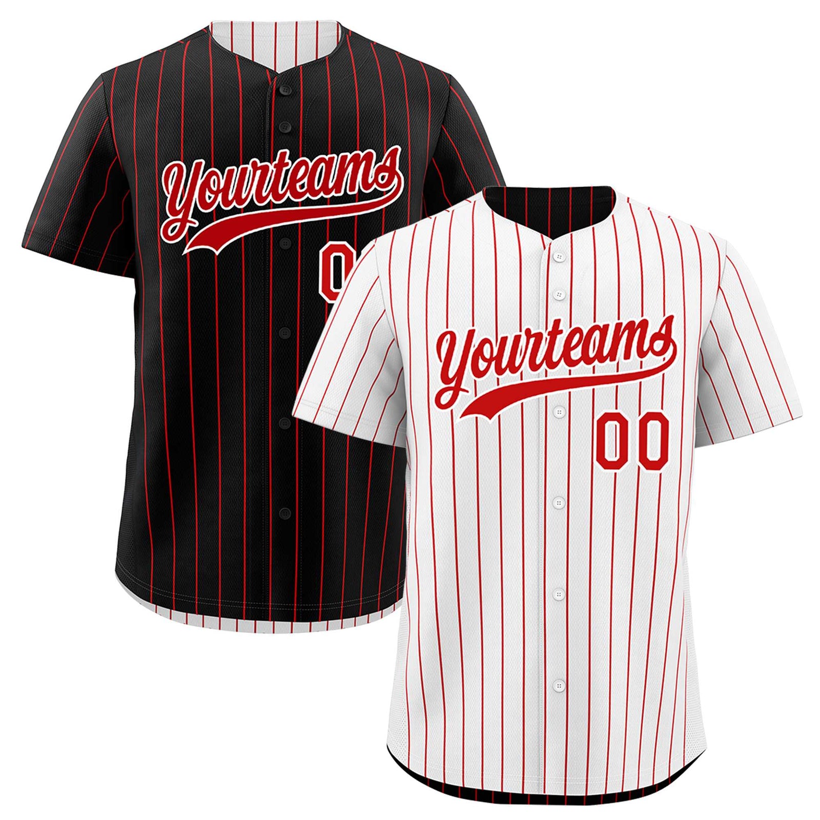 Custom Red White Reversible Stripe Fashion Baseball Jersey| KXKSHOP