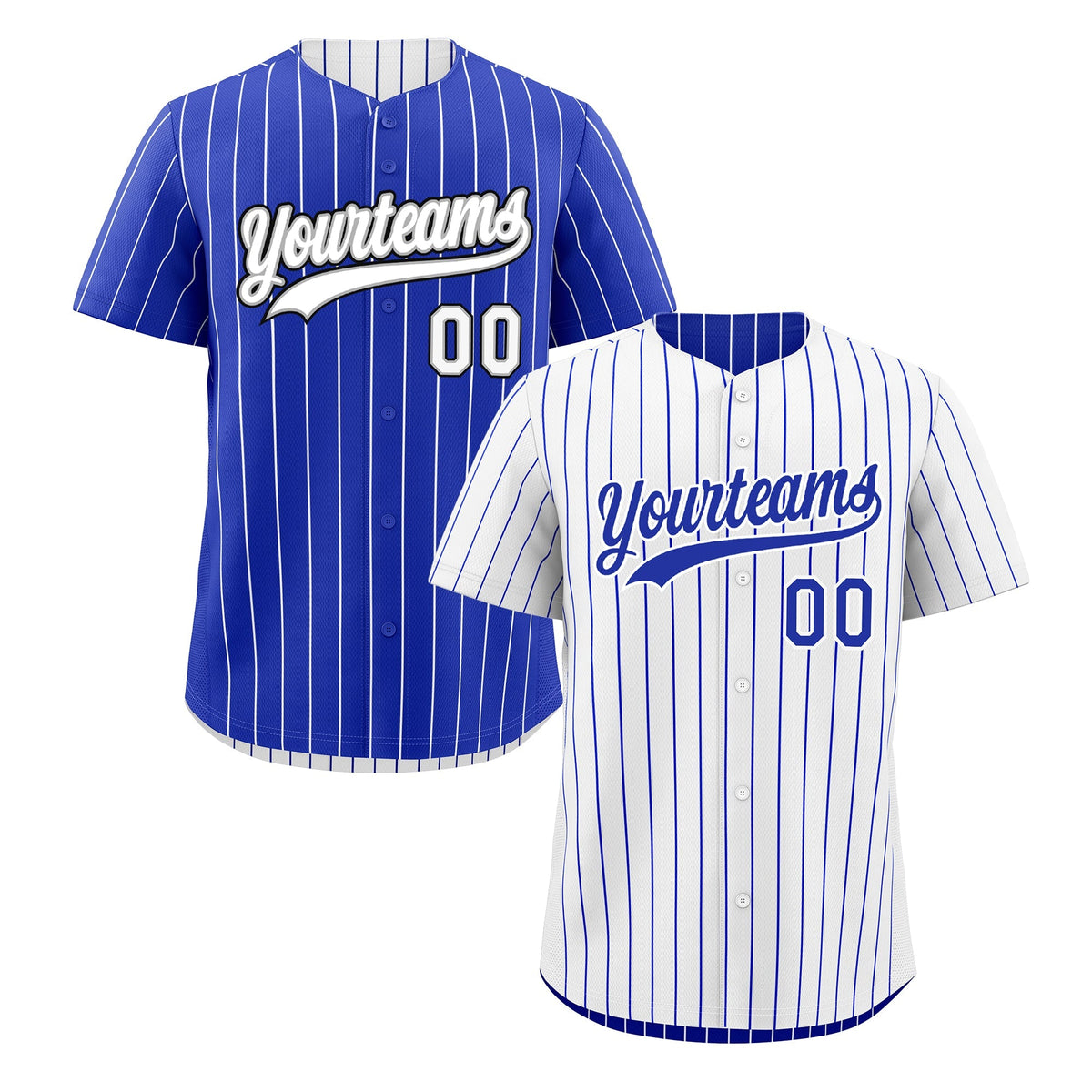 Custom Royal Blue White Black Reversible Stripe Fashion Baseball Jersey| KXKSHOP