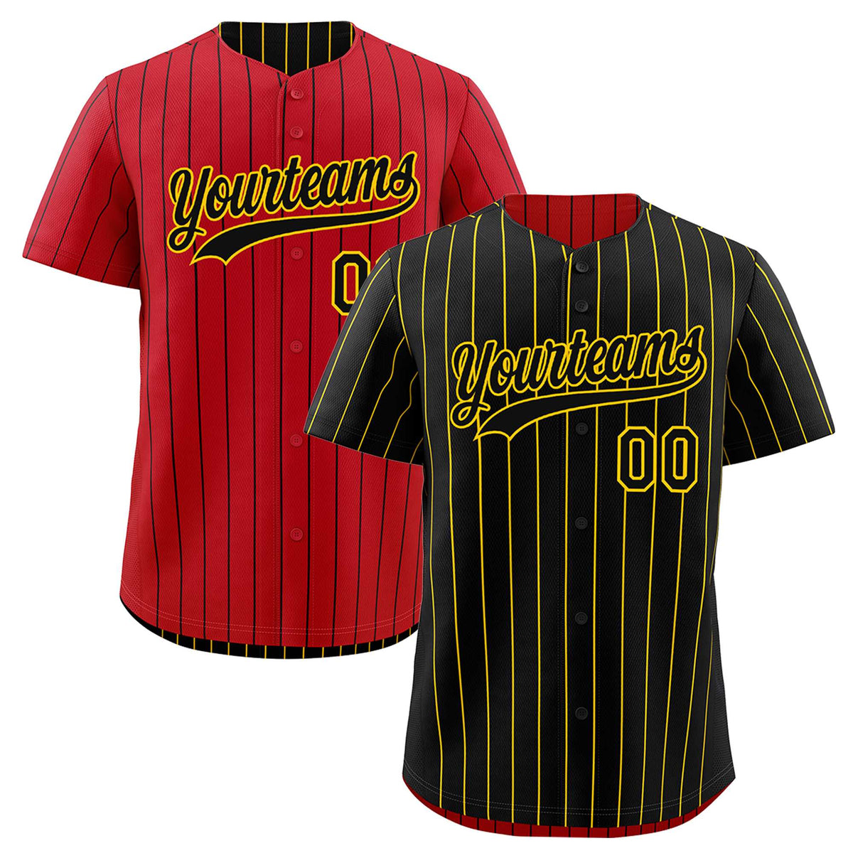 Custom Black Gold Reversible Stripe Fashion Baseball Jersey| KXKSHOP