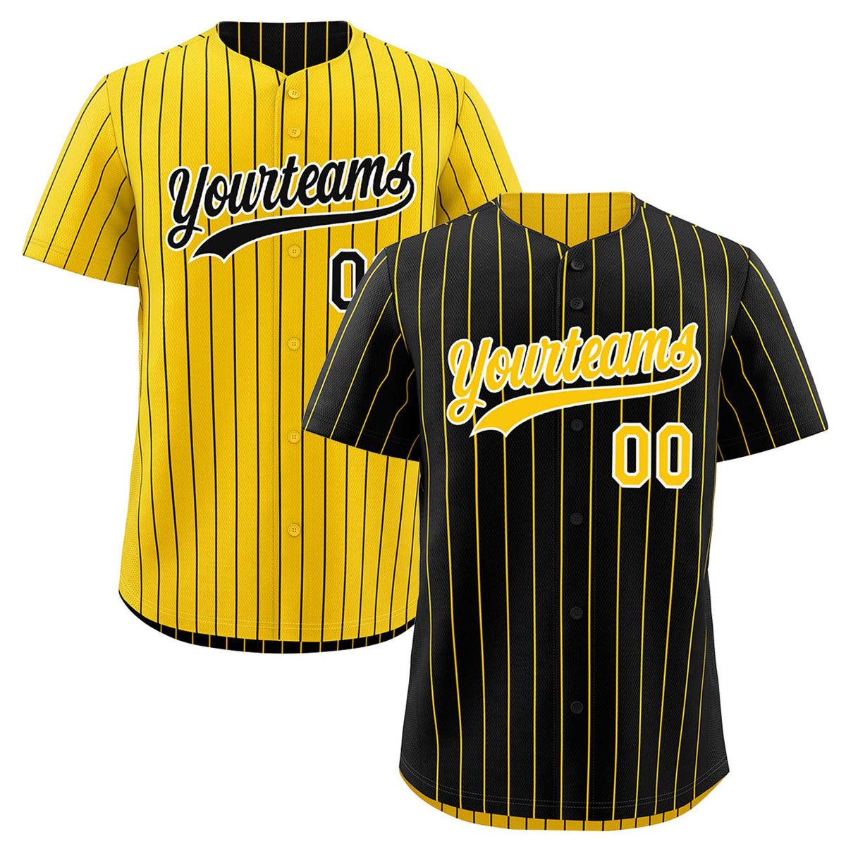 Custom Gold White Black Reversible Stripe Fashion Baseball Jersey| KXKSHOP