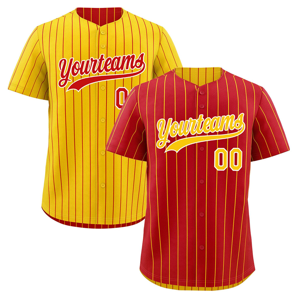 Custom Gold White Red Reversible Stripe Fashion Baseball Jersey| KXKSHOP