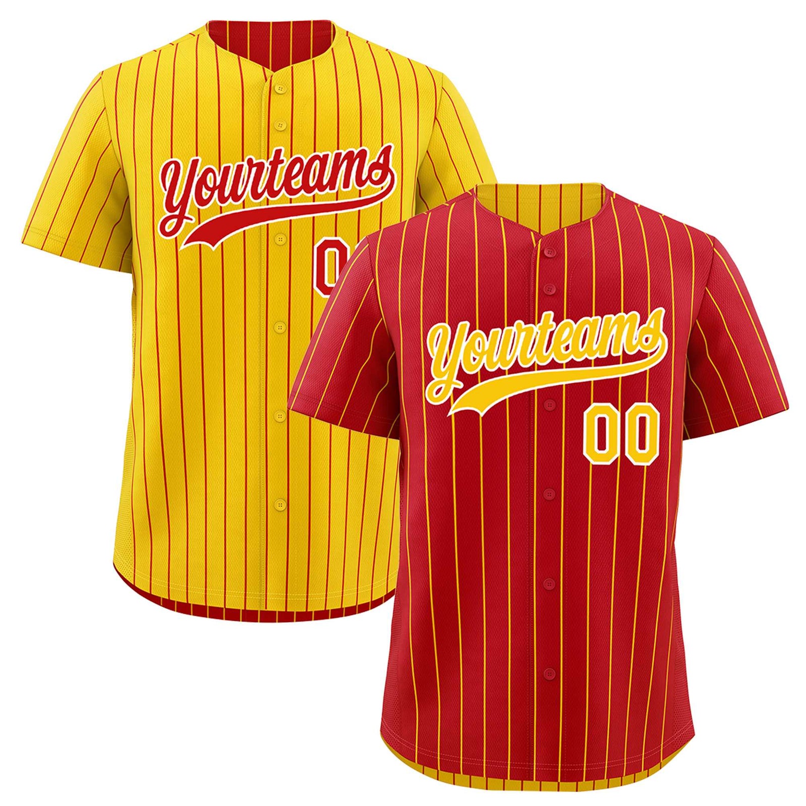 Custom Gold White Red Reversible Stripe Fashion Baseball Jersey| KXKSHOP