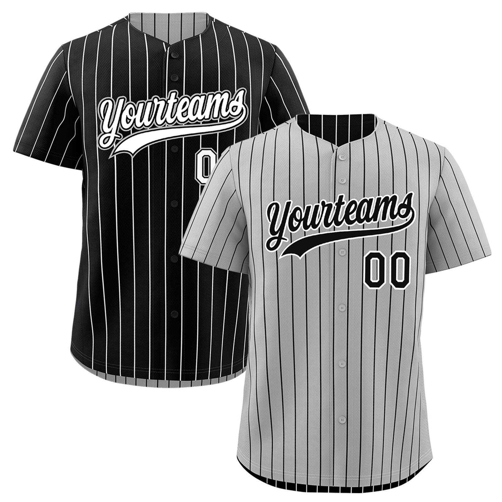 Custom Black White Reversible Stripe Fashion Baseball Jersey| KXKSHOP