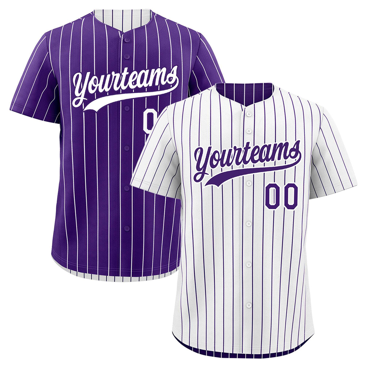 Custom Purple White Reversible Stripe Fashion Baseball Jersey| KXKSHOP