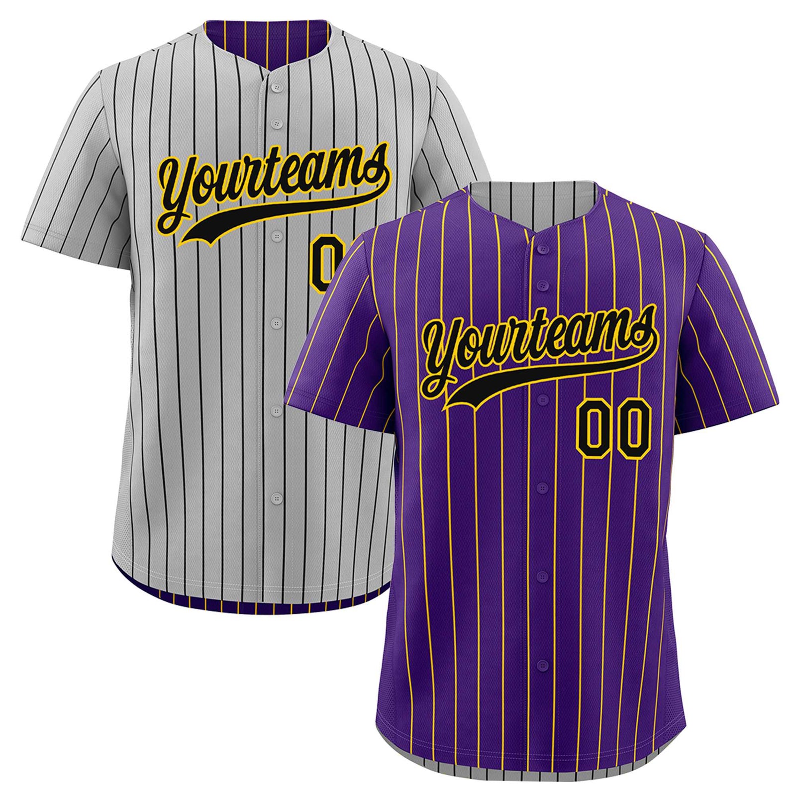 Custom Black Gold Reversible Stripe Fashion Baseball Jersey| KXKSHOP