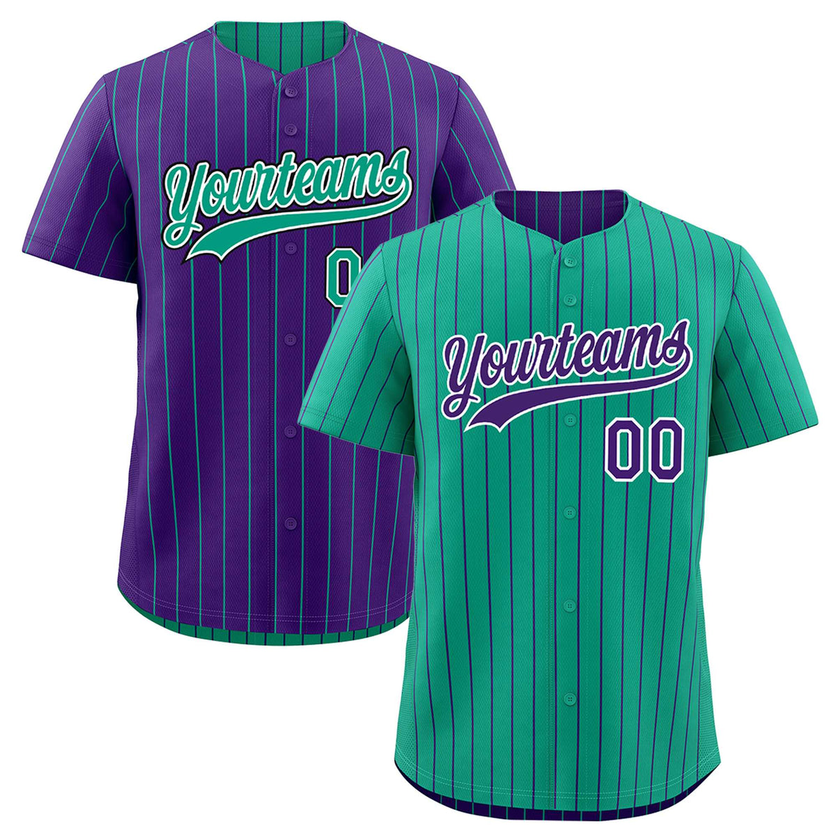 Custom Purple White Green Reversible Stripe Fashion Baseball Jersey| KXKSHOP