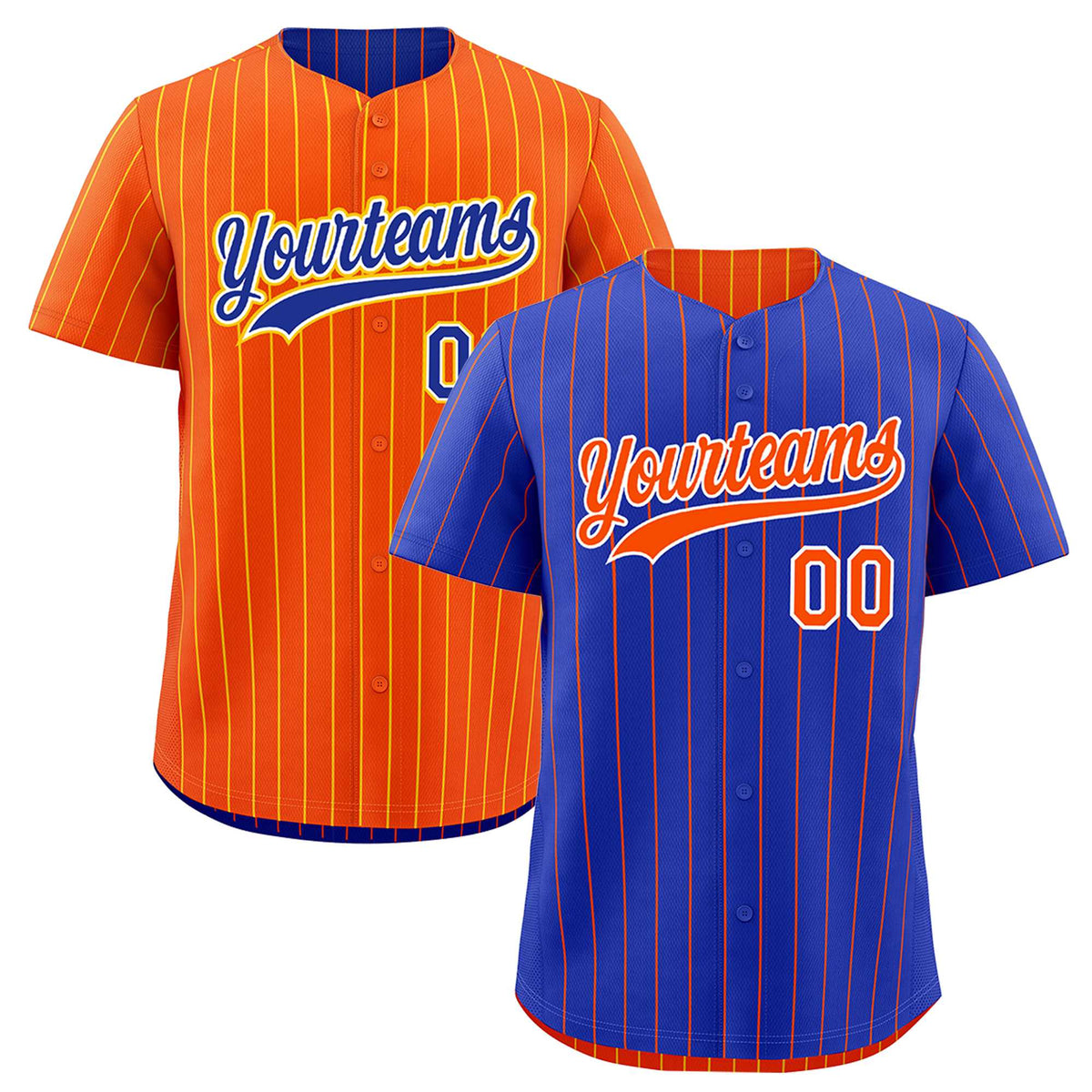 Custom Orange White Royal Blue Reversible Stripe Fashion Baseball Jersey| KXKSHOP