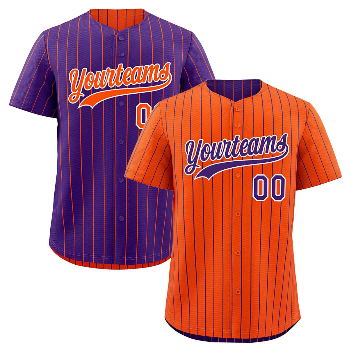 Custom Purple White Orange Reversible Stripe Fashion Baseball Jersey| KXKSHOP