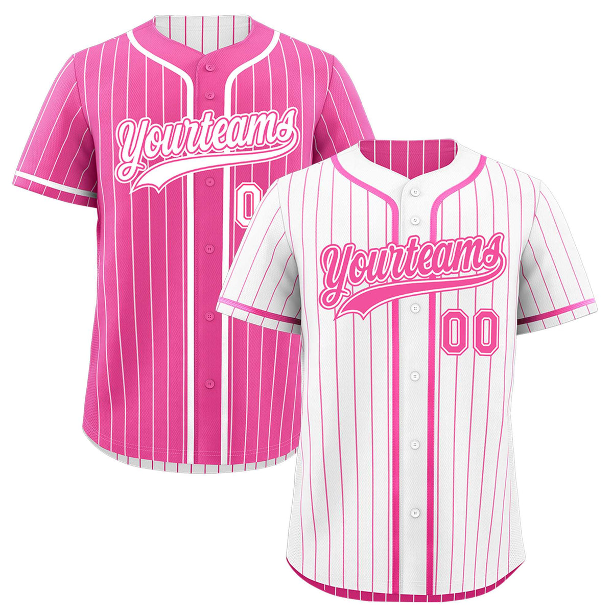 Custom Pink White Reversible Stripe Fashion Baseball Jersey| KXKSHOP