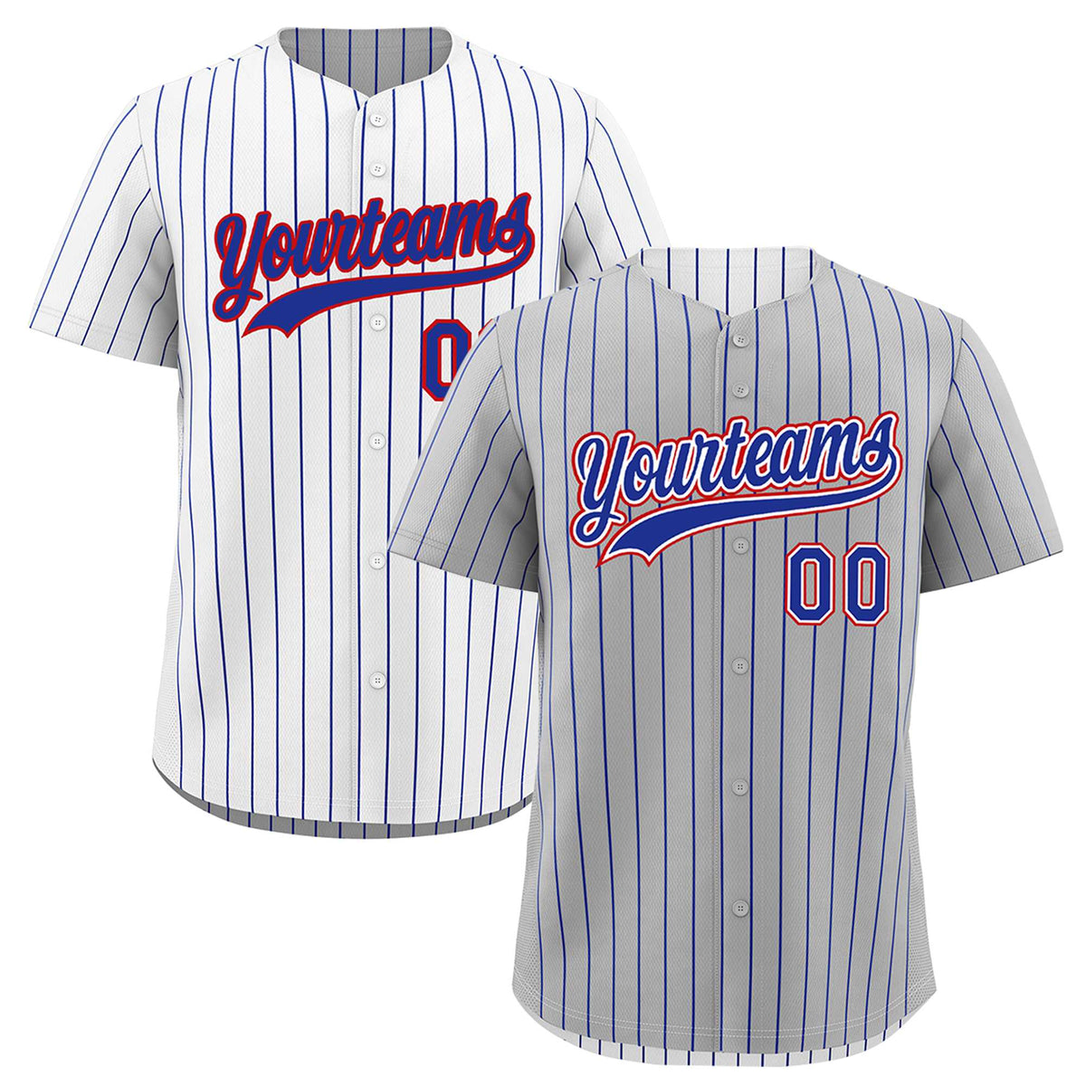 Custom Royal Blue White Red Reversible Stripe Fashion Baseball Jersey| KXKSHOP
