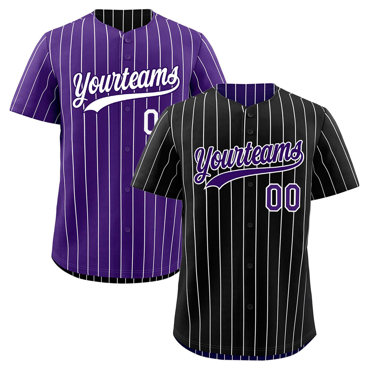 Custom Black Purple Purple White Reversible Stripe Fashion Baseball Jersey| KXKSHOP