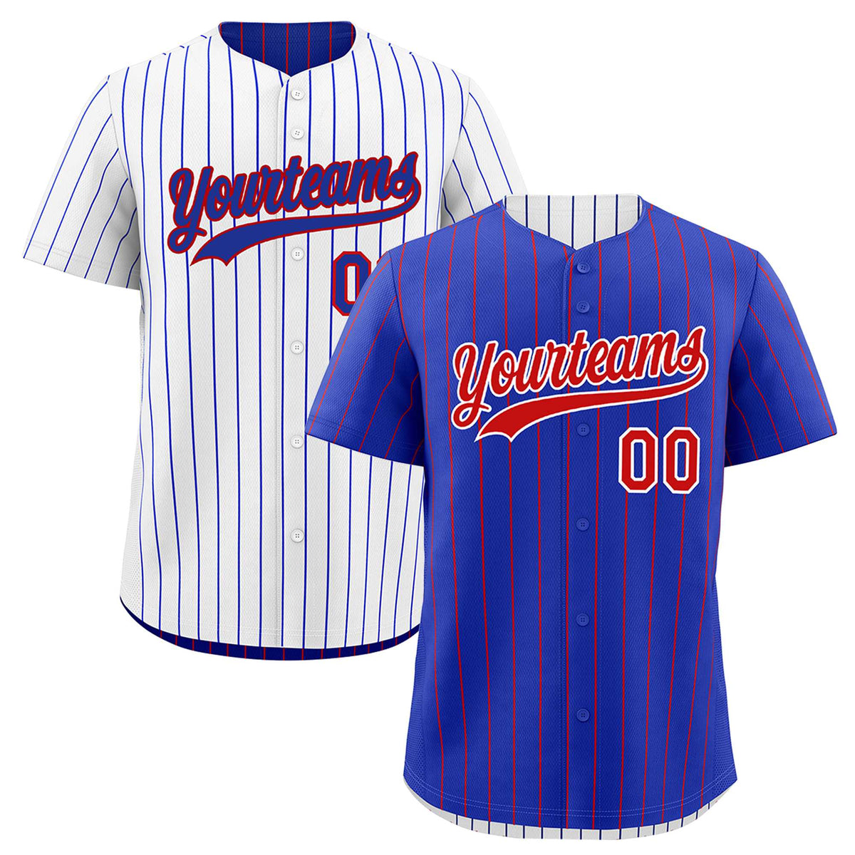 Custom Red White Royal Blue Reversible Stripe Fashion Baseball Jersey| KXKSHOP