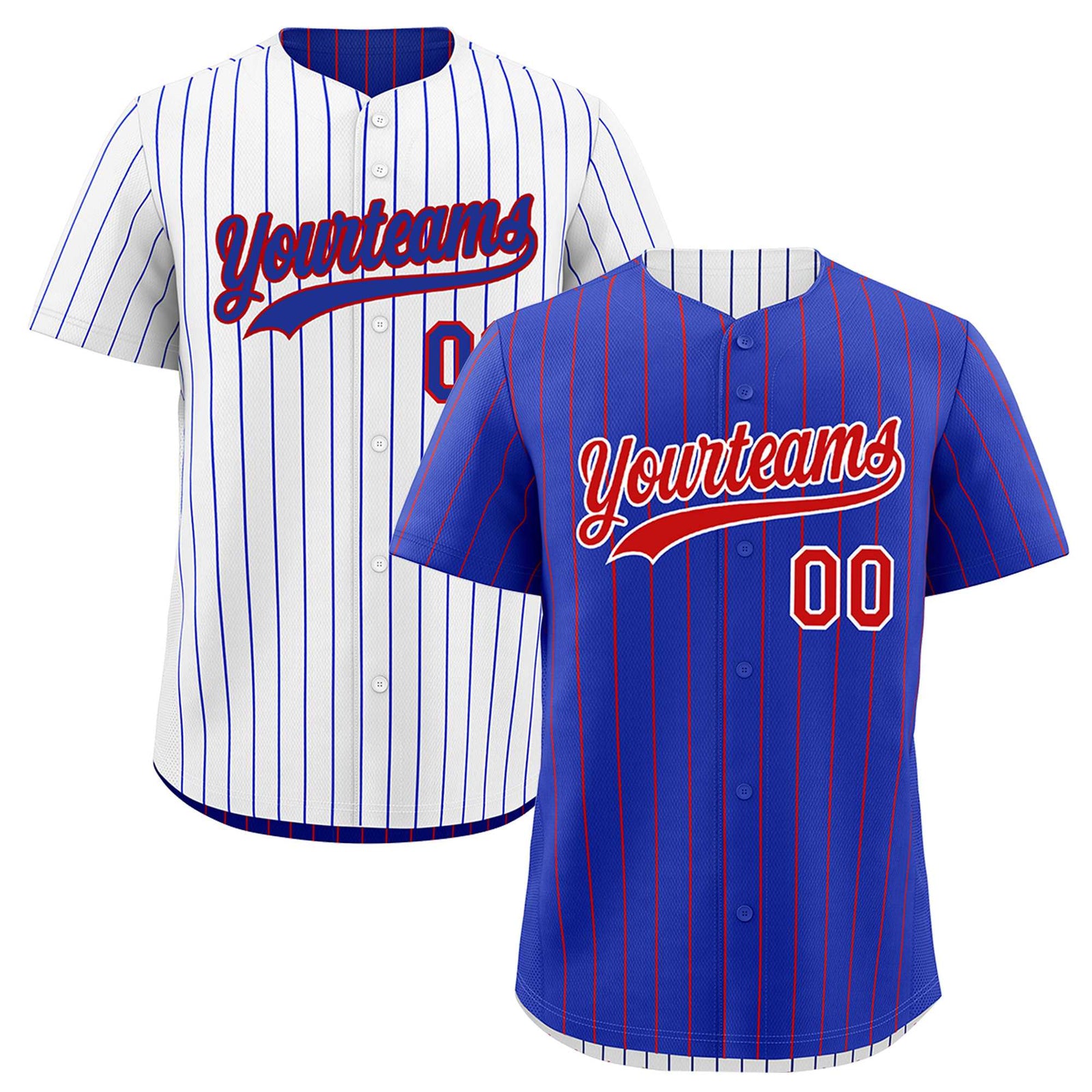 Custom Red White Royal Blue Reversible Stripe Fashion Baseball Jersey| KXKSHOP