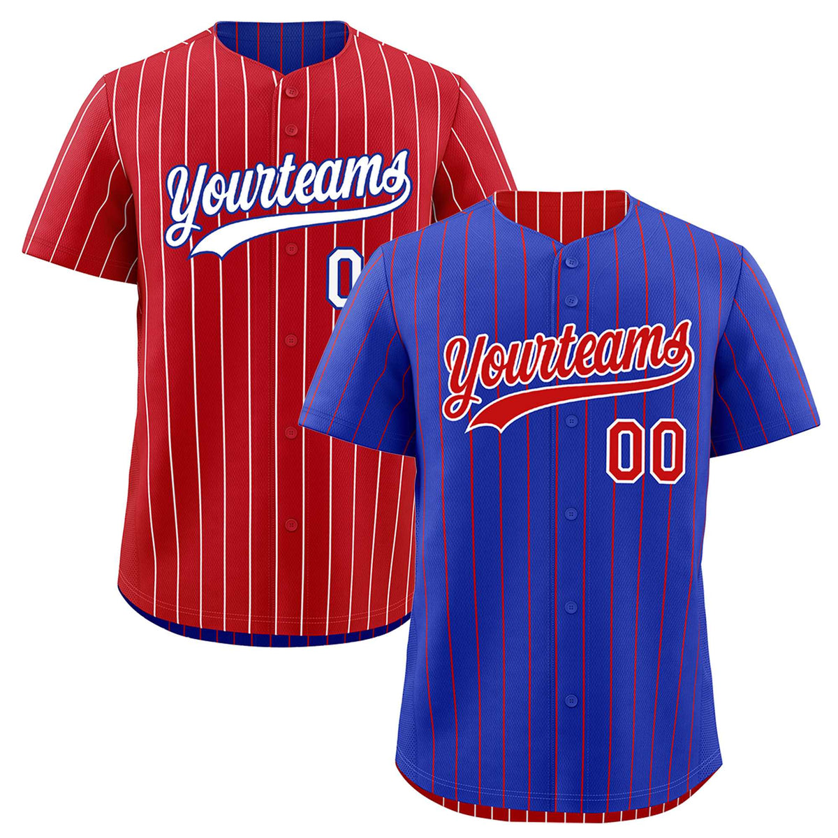 Custom Red White Royal Blue Reversible Stripe Fashion Baseball Jersey| KXKSHOP