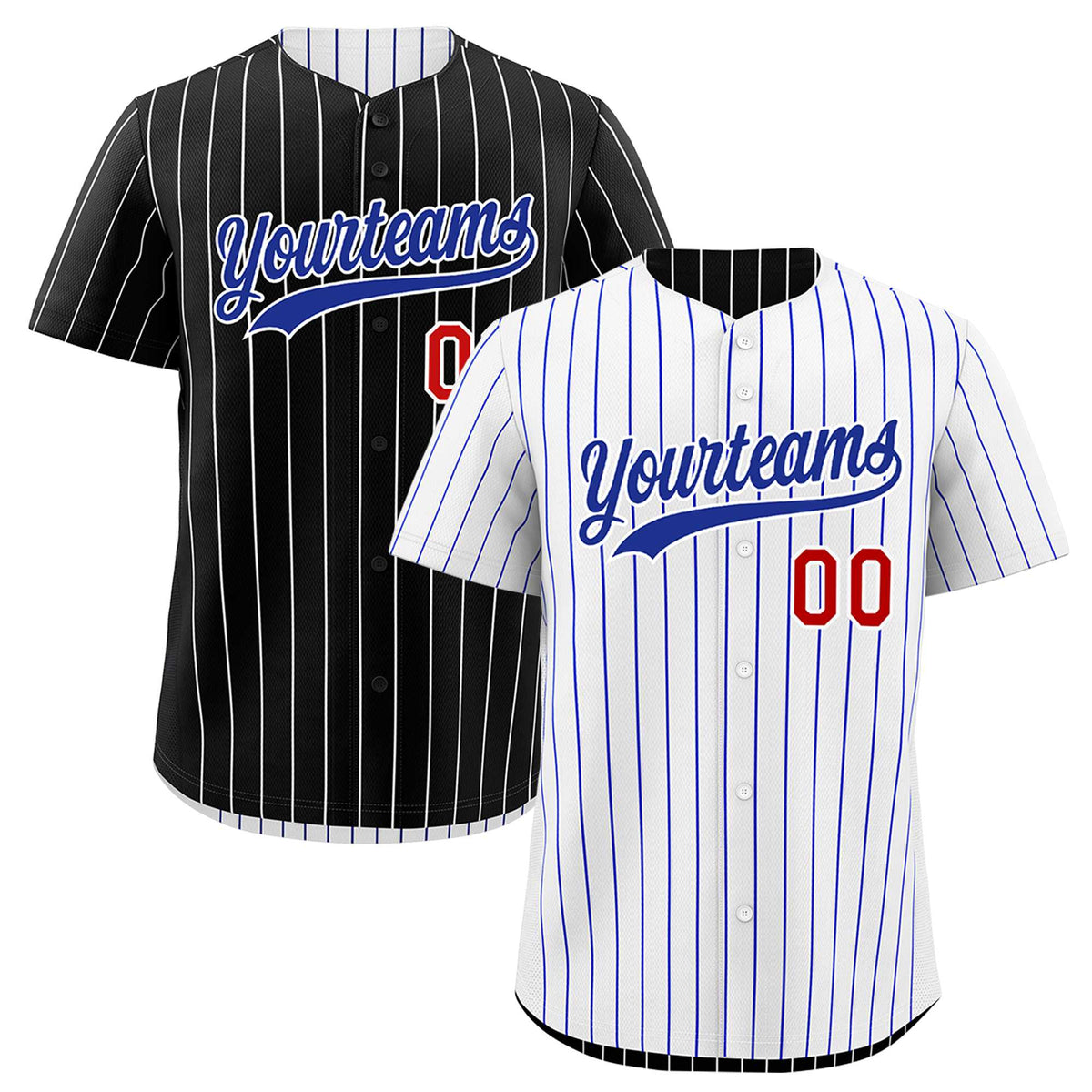 Custom Royal Blue White Reversible Stripe Fashion Baseball Jersey| KXKSHOP