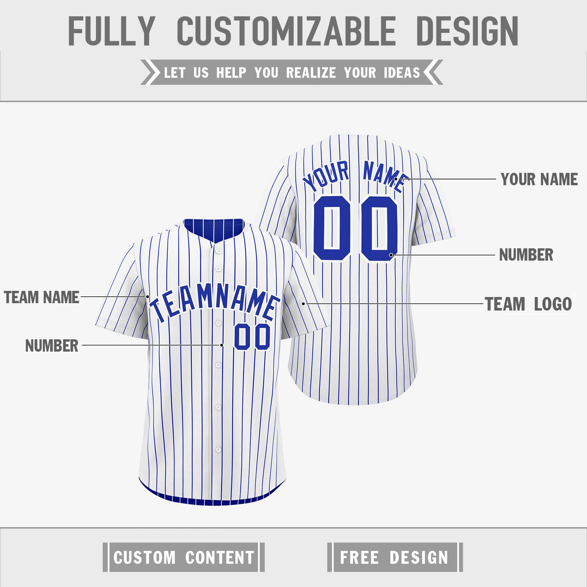 Custom Royal Blue White Black Reversible Stripe Fashion Baseball Jersey| KXKSHOP