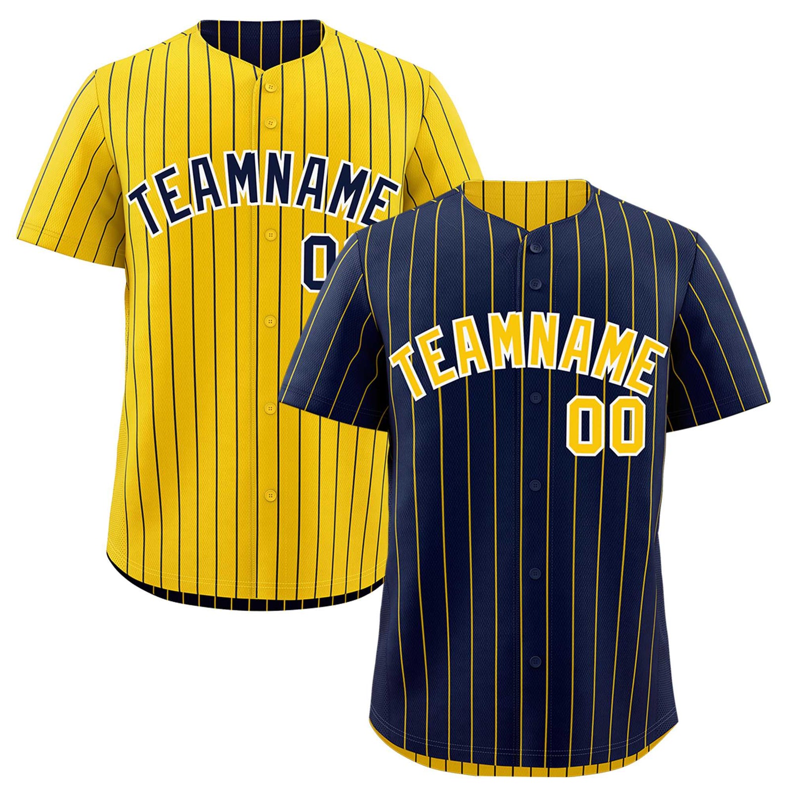 Custom Gold White Navy Reversible Stripe Fashion Baseball Jersey| KXKSHOP