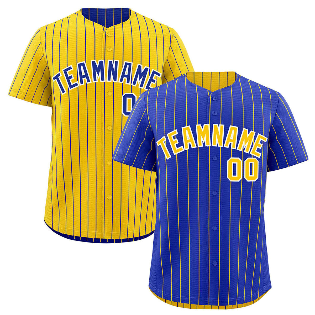Custom Gold White Royal Blue Reversible Stripe Fashion Baseball Jersey| KXKSHOP