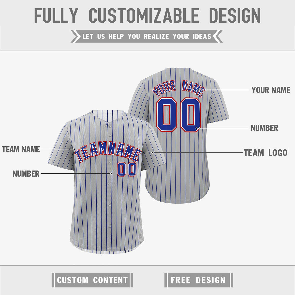 Custom Royal Blue White Red Reversible Stripe Fashion Baseball Jersey| KXKSHOP