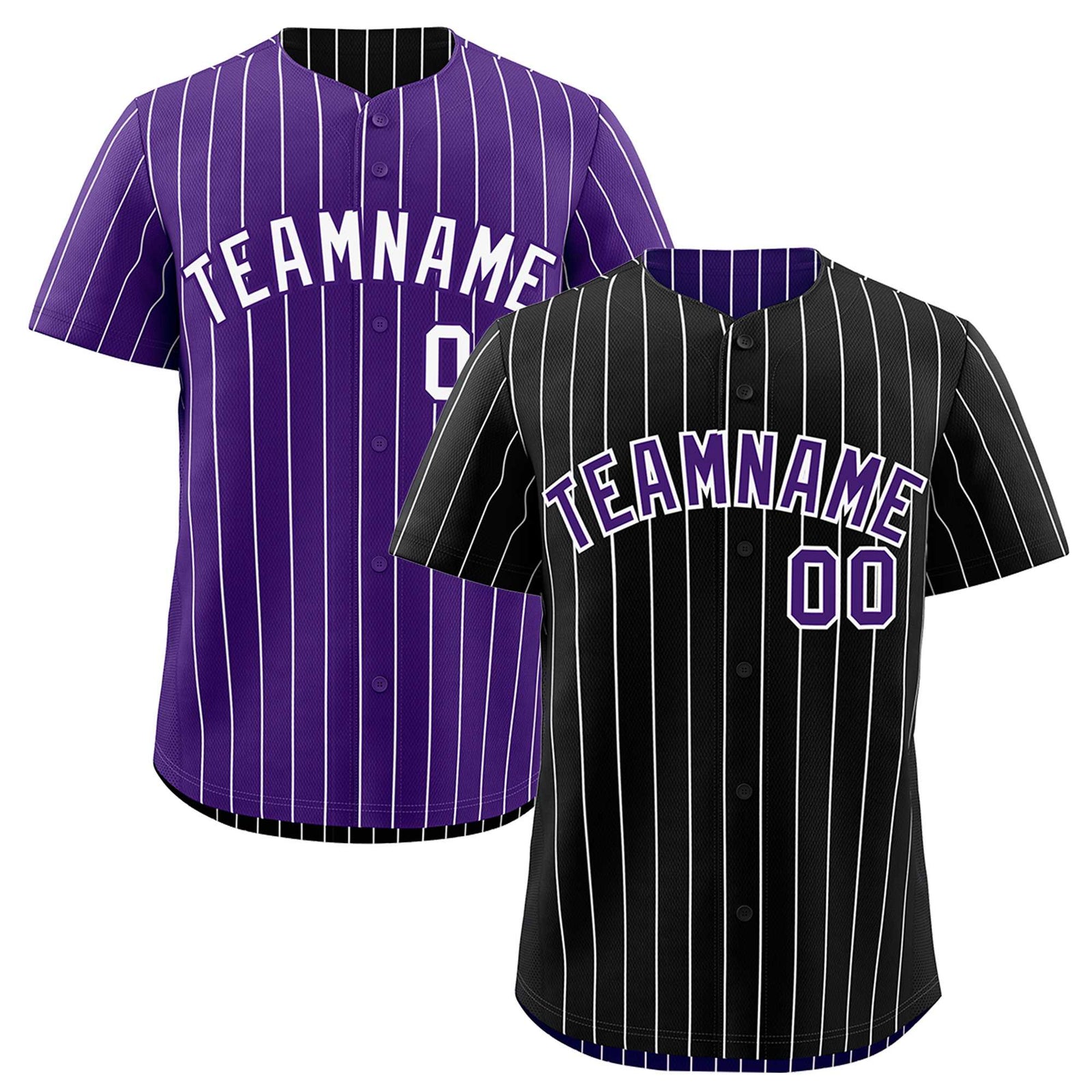 Custom Black Purple Purple White Reversible Stripe Fashion Baseball Jersey| KXKSHOP