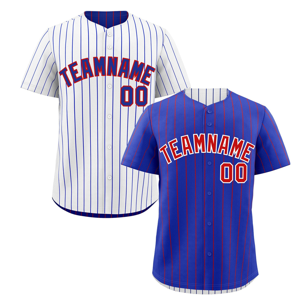 Custom Red White Royal Blue Reversible Stripe Fashion Baseball Jersey| KXKSHOP
