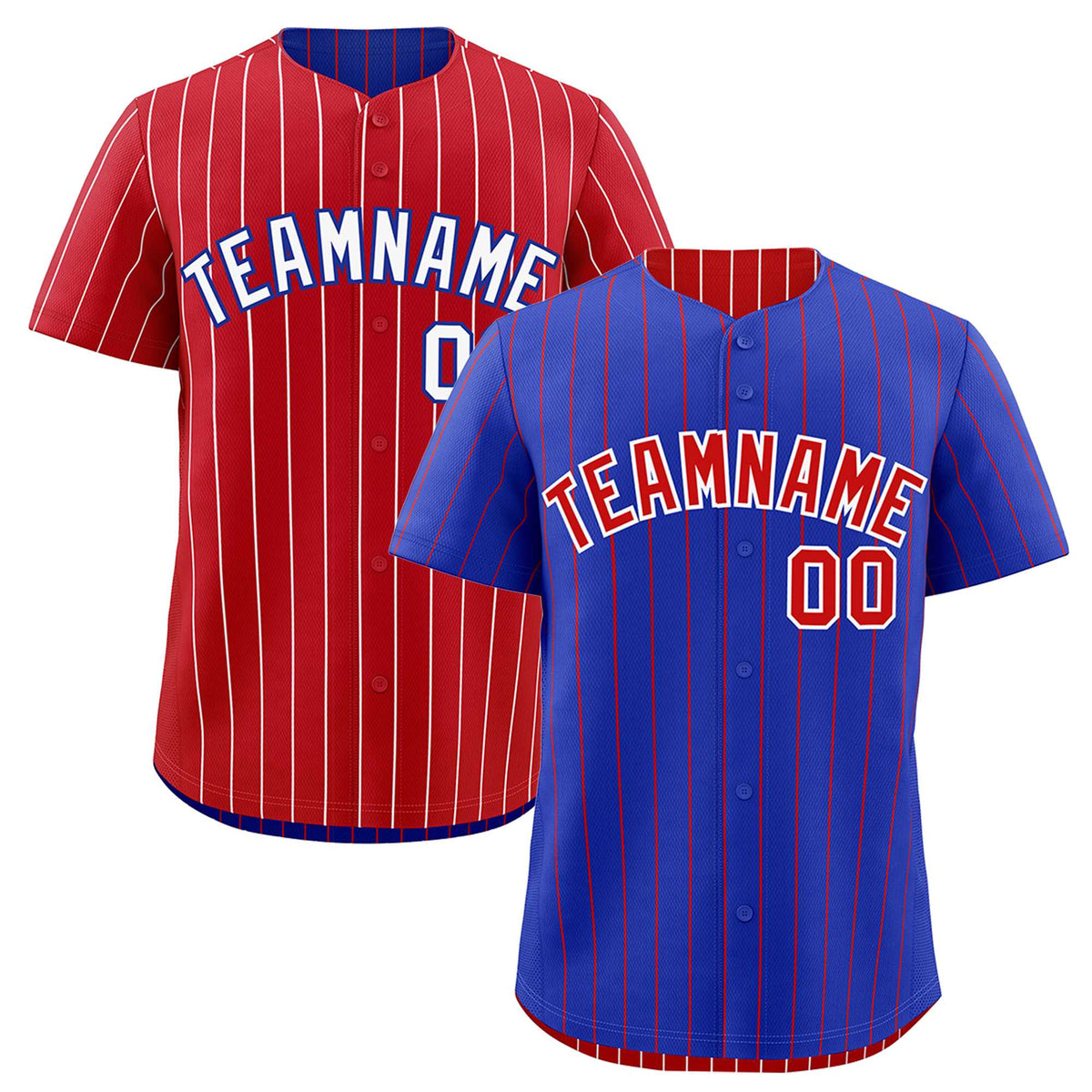 Custom Red White Royal Blue Reversible Stripe Fashion Baseball Jersey| KXKSHOP