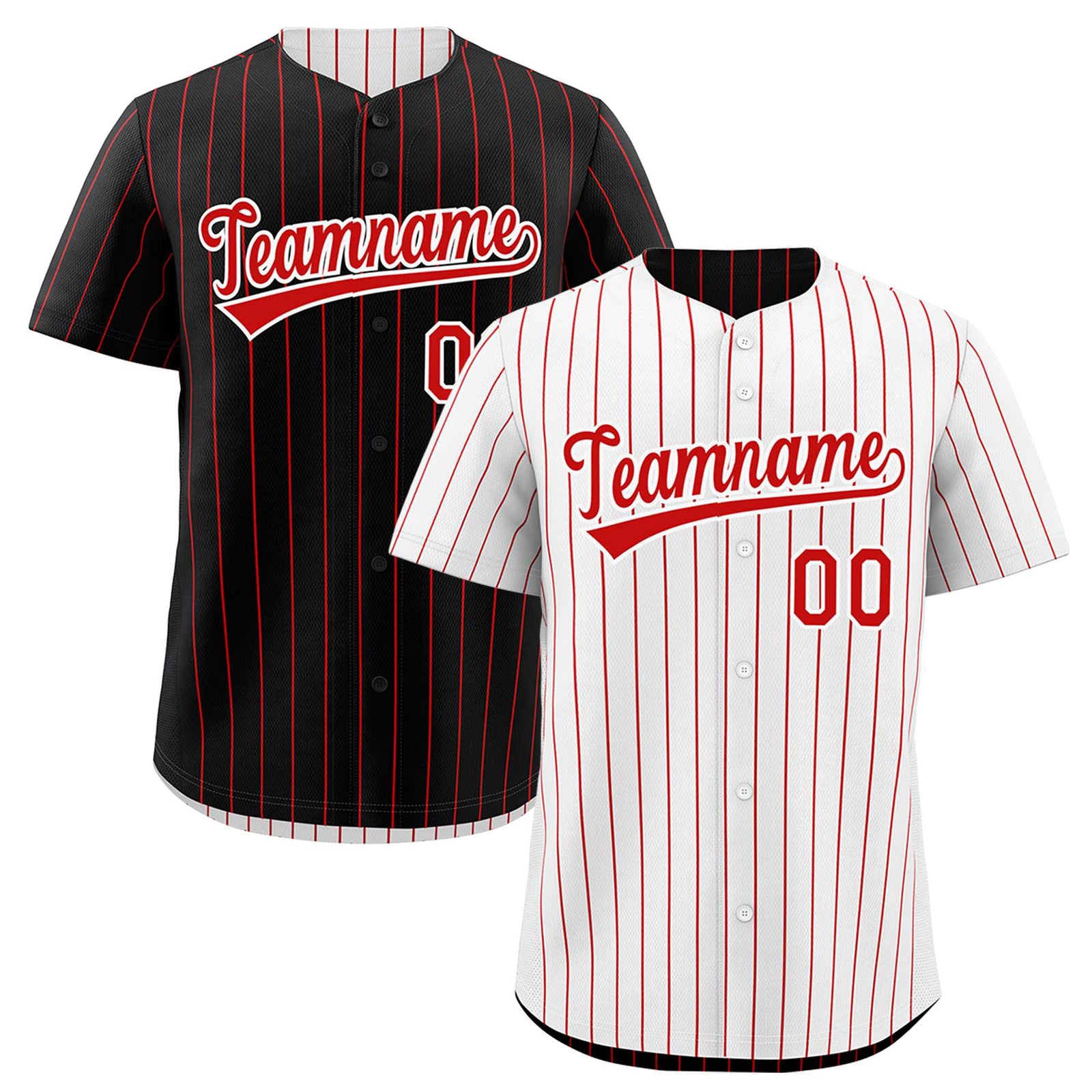 Custom Red White Reversible Stripe Fashion Baseball Jersey| KXKSHOP