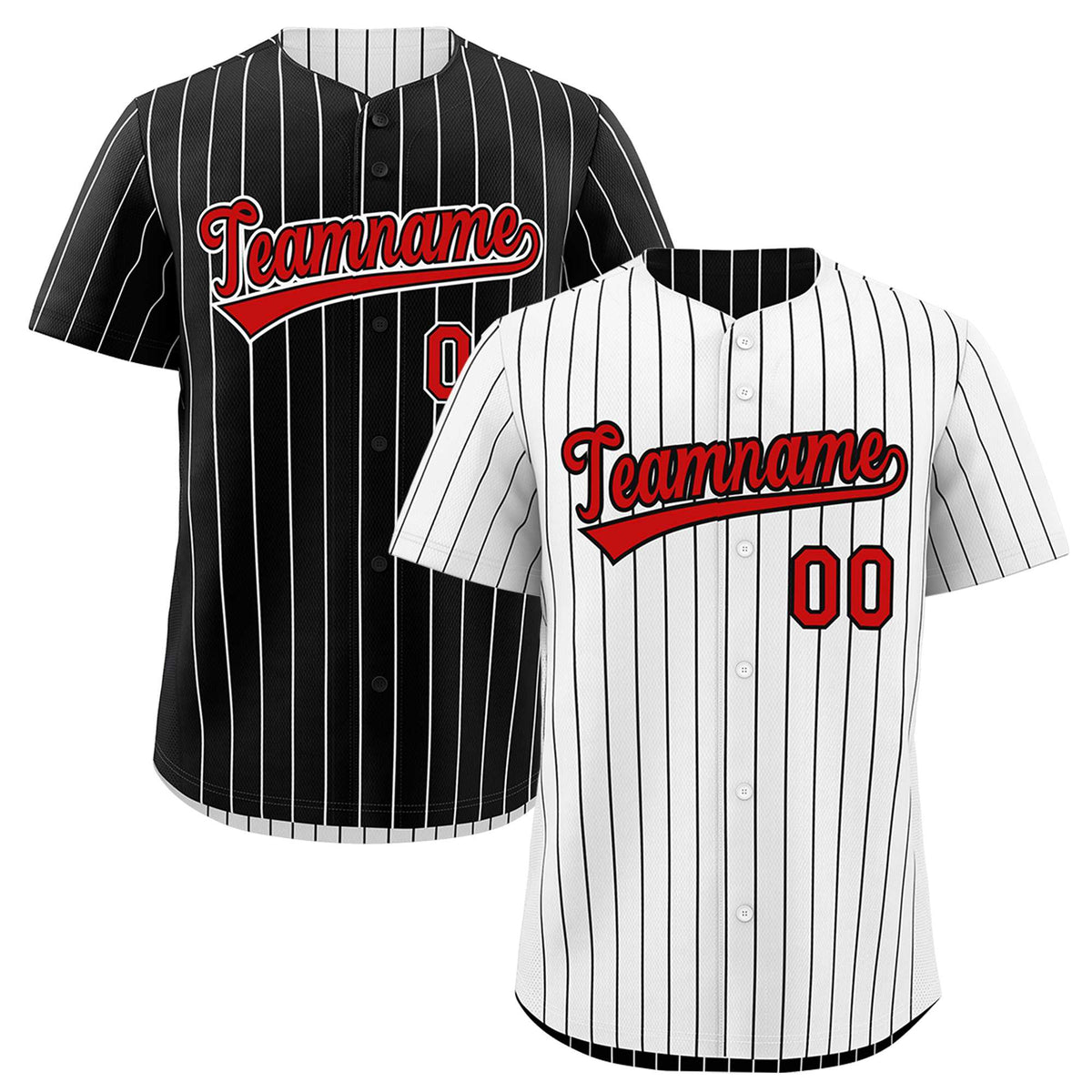 Custom Red Black White Reversible Stripe Fashion Baseball Jersey| KXKSHOP