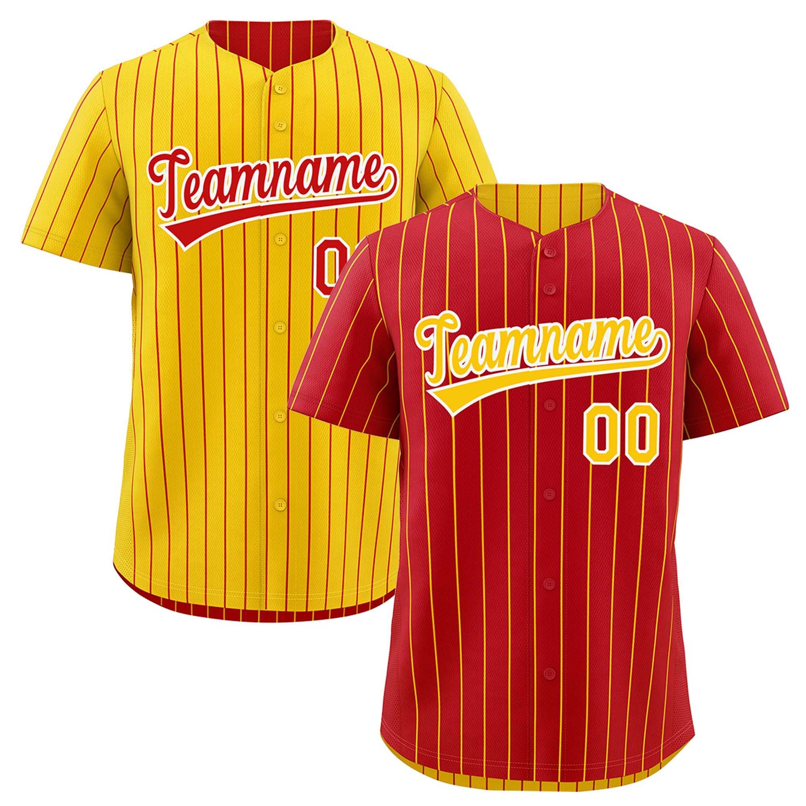 Custom Gold White Red Reversible Stripe Fashion Baseball Jersey| KXKSHOP
