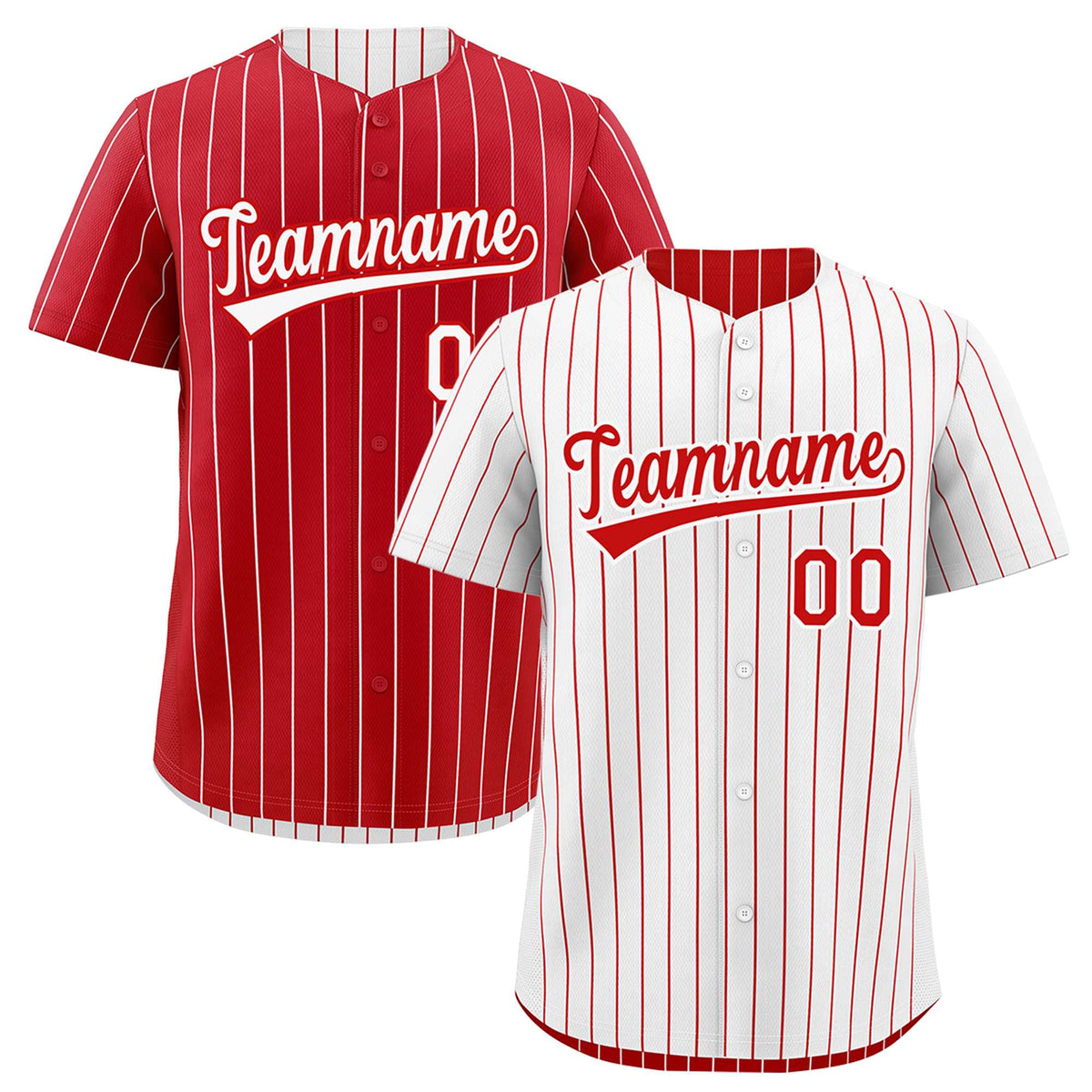 Custom Red White Reversible Stripe Fashion Baseball Jersey| KXKSHOP