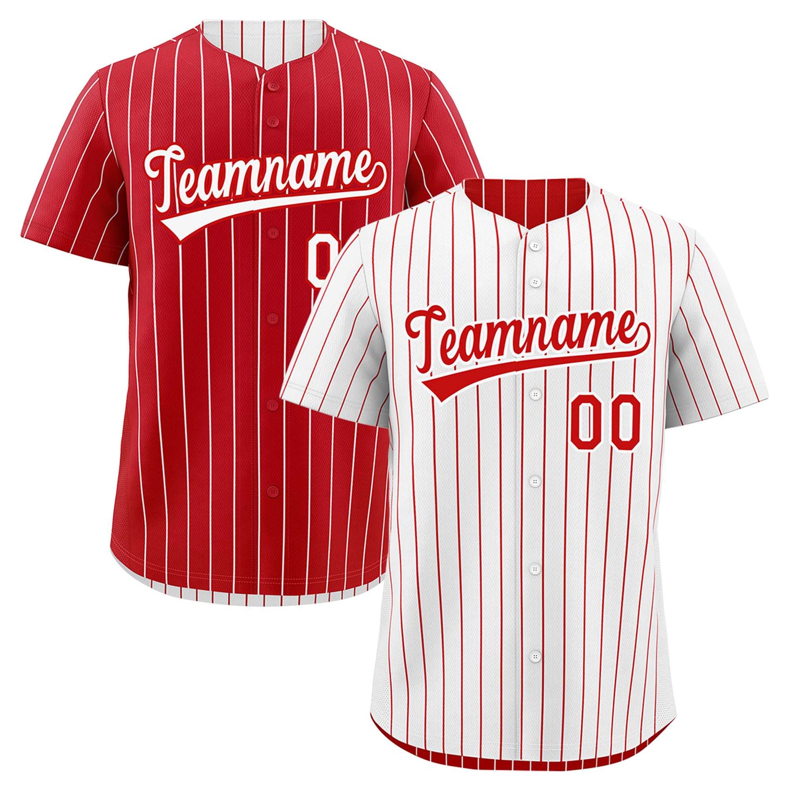 Custom Red White Reversible Stripe Fashion Baseball Jersey| KXKSHOP