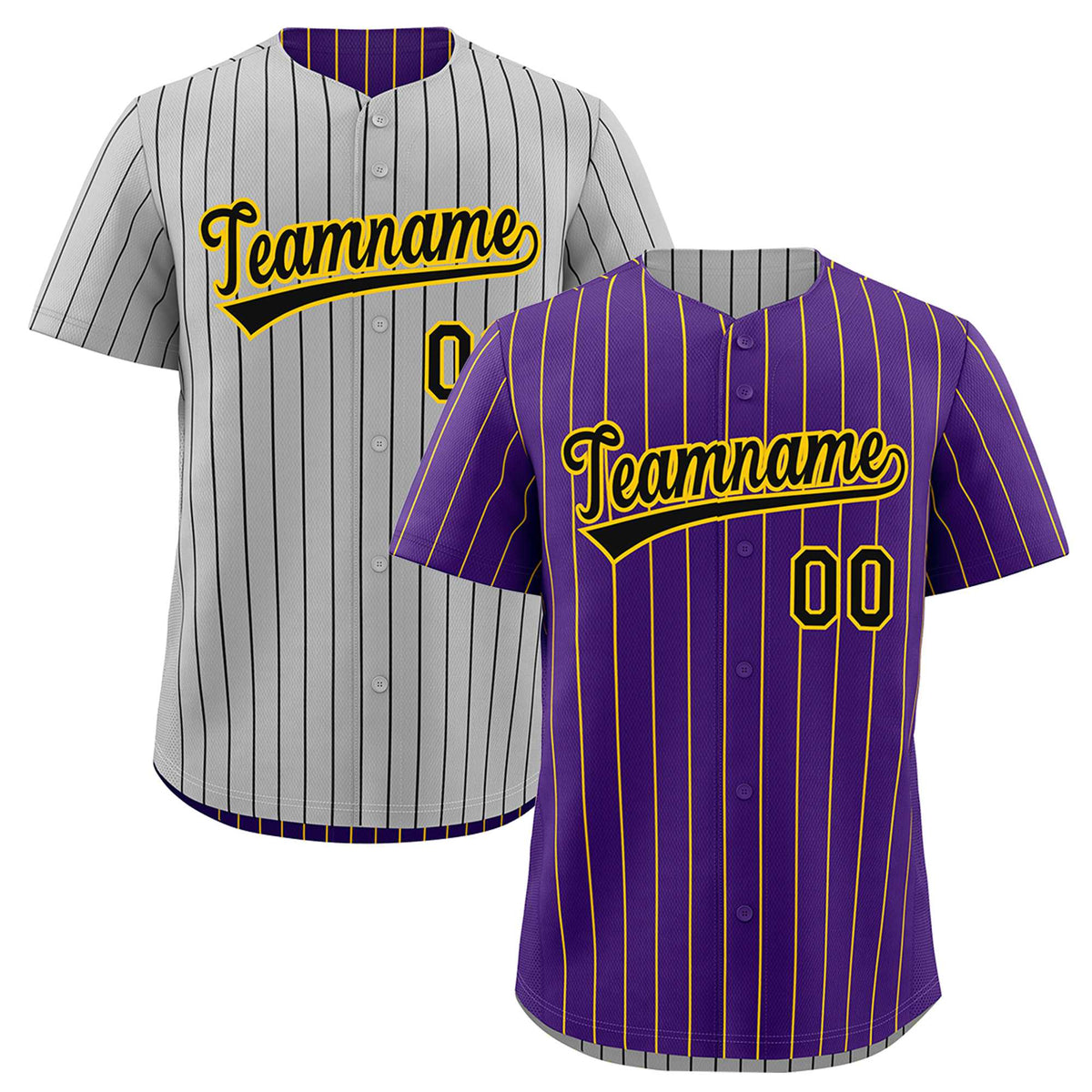 Custom Black Gold Reversible Stripe Fashion Baseball Jersey| KXKSHOP