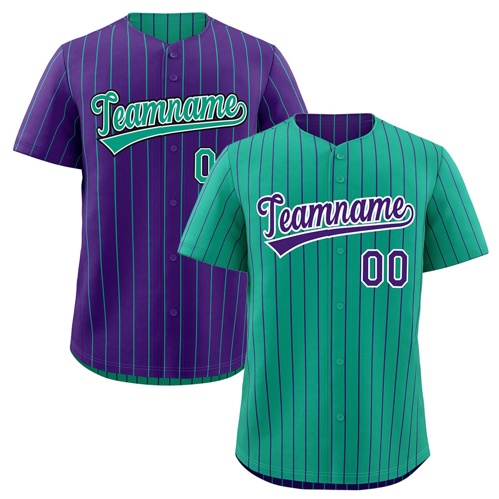 Custom Purple White Green Reversible Stripe Fashion Baseball Jersey| KXKSHOP