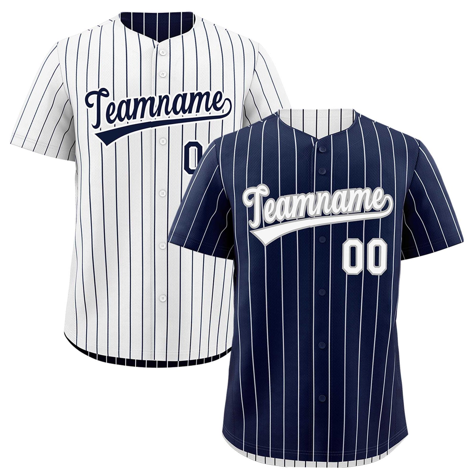 Custom White Navy Reversible Stripe Fashion Baseball Jersey| KXKSHOP