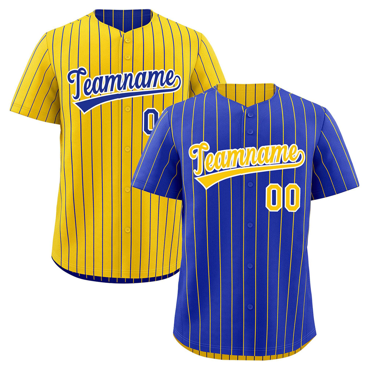Custom Gold White Royal Blue Reversible Stripe Fashion Baseball Jersey| KXKSHOP
