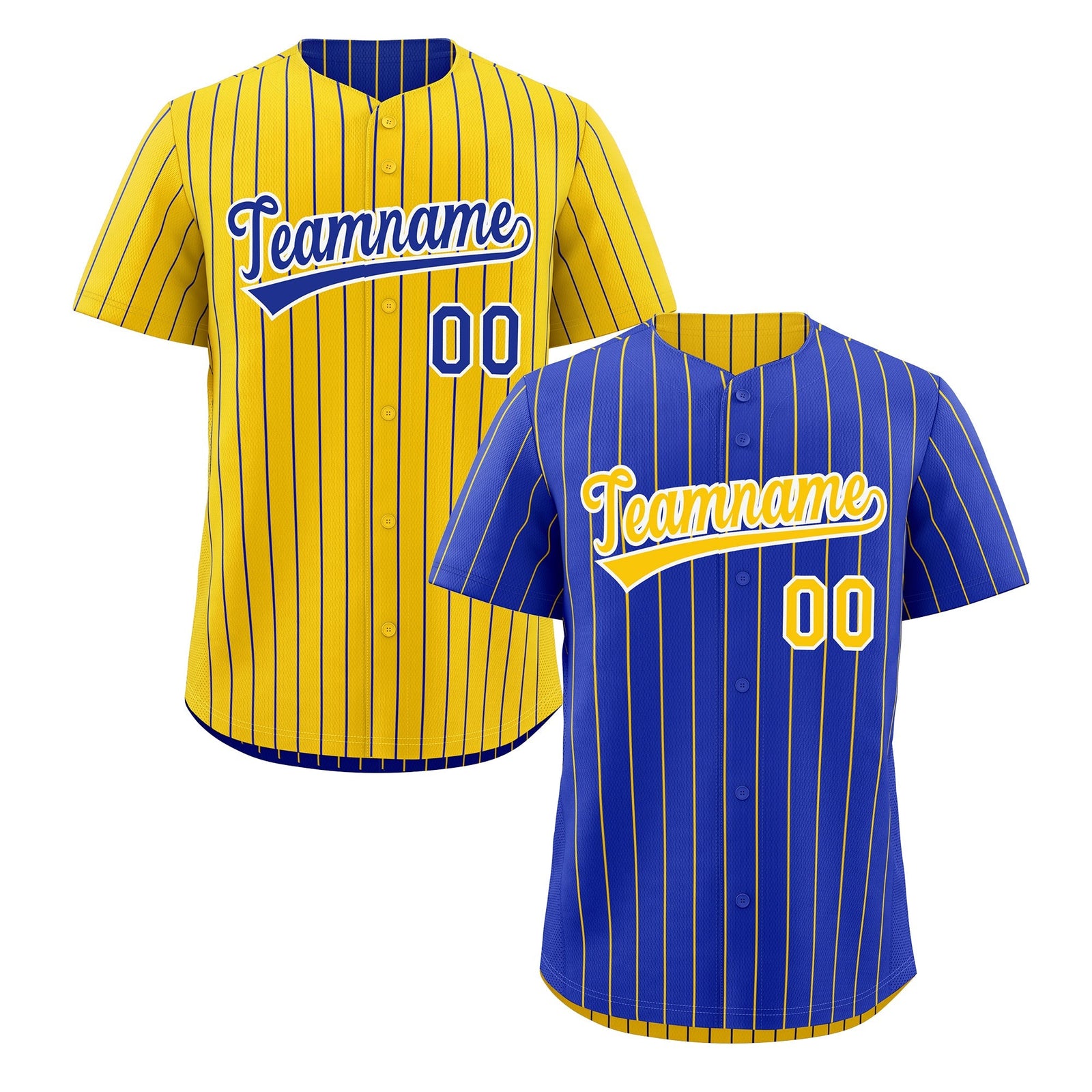 Custom Gold White Royal Blue Reversible Stripe Fashion Baseball Jersey| KXKSHOP