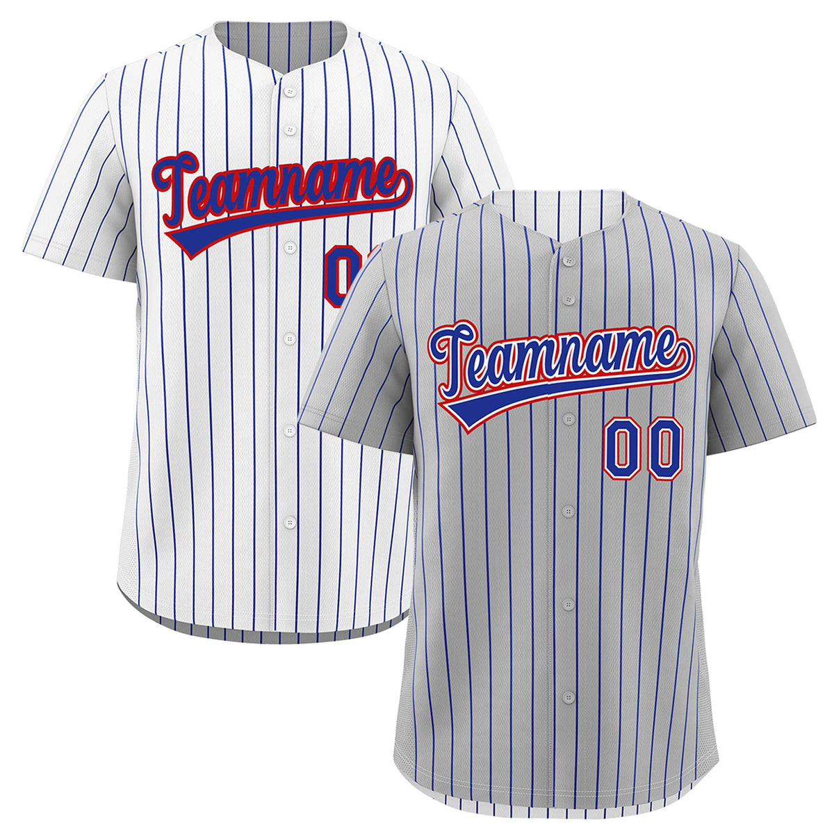 Custom Royal Blue White Red Reversible Stripe Fashion Baseball Jersey| KXKSHOP