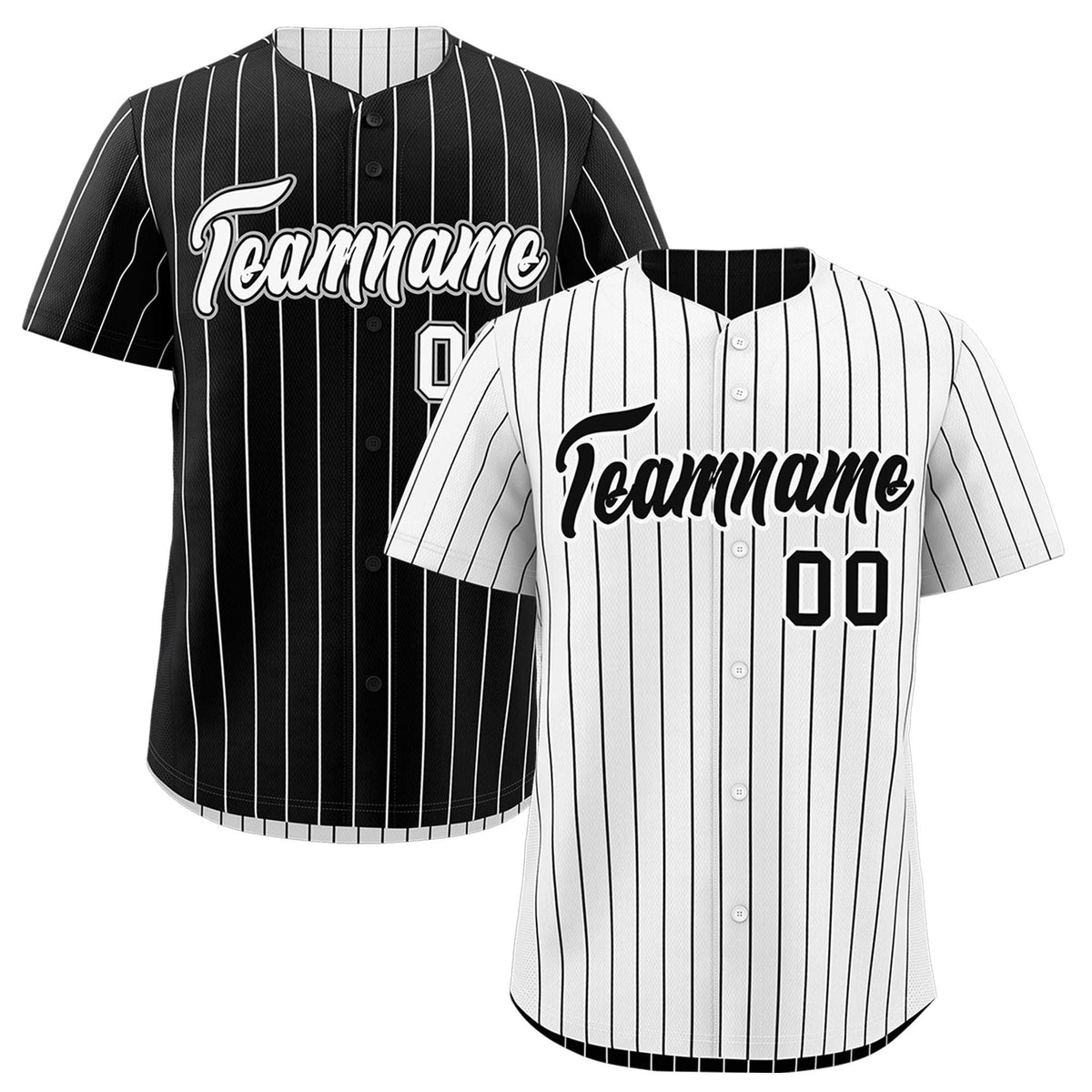 Custom Black White Reversible Stripe Fashion Baseball Jersey| KXKSHOP