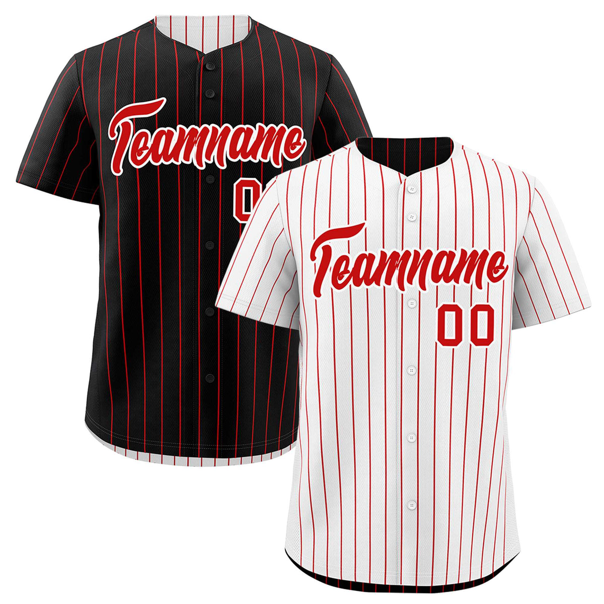 Custom Red White Reversible Stripe Fashion Baseball Jersey| KXKSHOP