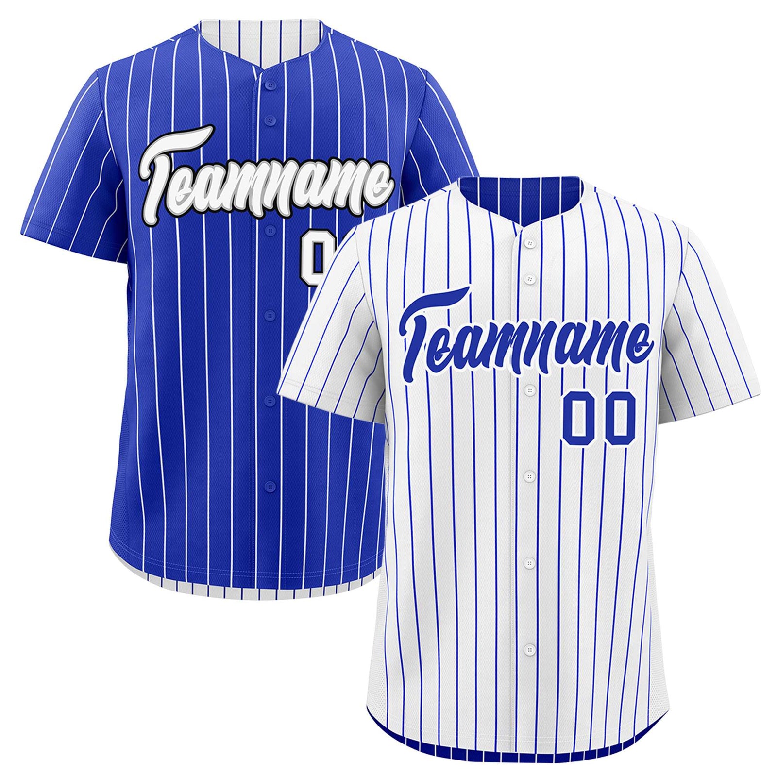 Custom Royal Blue White Black Reversible Stripe Fashion Baseball Jersey| KXKSHOP