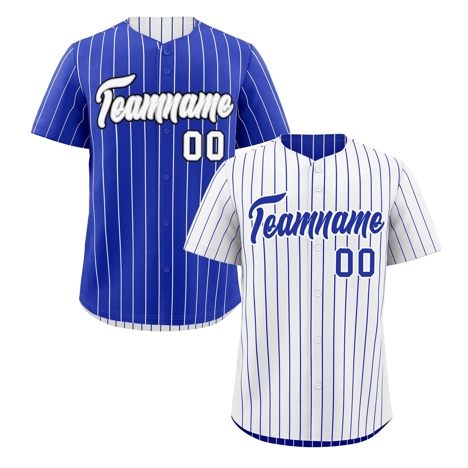 Custom Royal Blue White Black Reversible Stripe Fashion Baseball Jersey| KXKSHOP