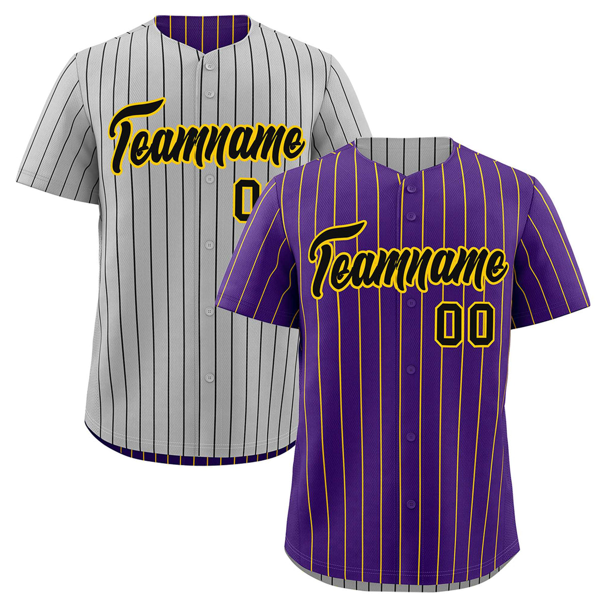 Custom Black Gold Reversible Stripe Fashion Baseball Jersey| KXKSHOP