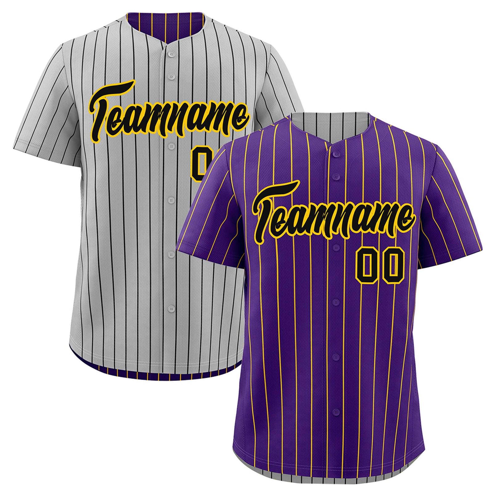 Custom Black Gold Reversible Stripe Fashion Baseball Jersey| KXKSHOP