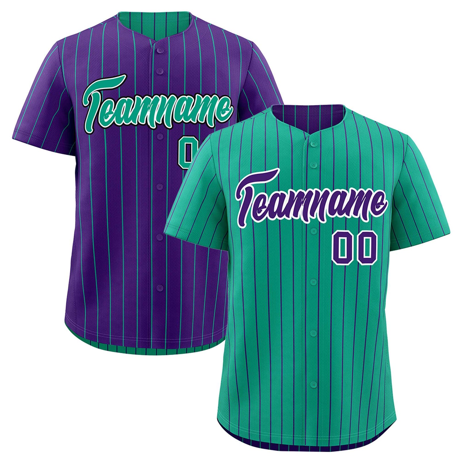 Custom Purple White Green Reversible Stripe Fashion Baseball Jersey| KXKSHOP